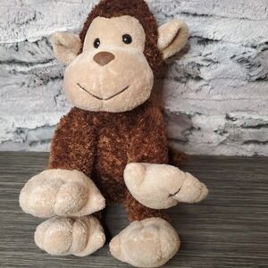 Six Flags 9" Stuffed Animal Plush Brown MONKEY Big Hands Feet and Ears TWINS